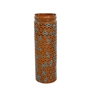 English Elm Decorative Tall Metal Floor Vase Trio Rustic Brown Embossed Leaf Entryway Accent W5977P521299