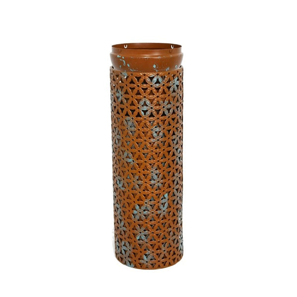 English Elm Decorative Tall Metal Floor Vase Trio Rustic Brown Embossed Leaf Entryway Accent W5977P521299