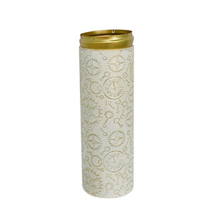 English Elm Decorative Antique White Gold Leaf Metal Floor Vase Trio for Living Room Entryway W5977P521300