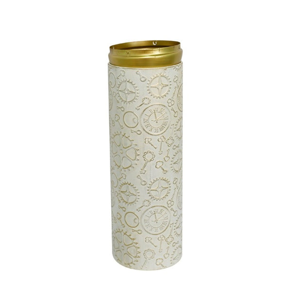 English Elm Decorative Antique White Gold Leaf Metal Floor Vase Trio for Living Room Entryway W5977P521300