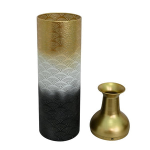 English Elm Decorative Metal Floor Vase Set Three Graduated Heights Leaf Embossed Living Room Accent W5977P521301