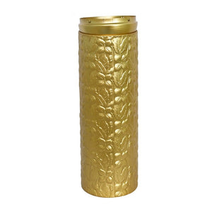 English Elm Decorative Metal Floor Vase Trio White Gold Leaf Tall Cylindrical Entryway Accent Set W5977P521303