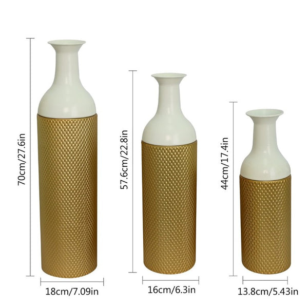 English Elm Decorative White Gold Honeycomb Metal Floor Vase Trio Graduated Heights Living Room W5977P521305