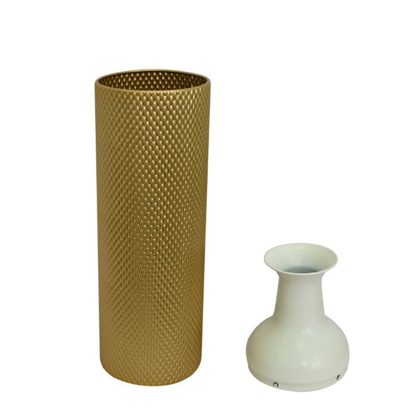 English Elm Decorative White Gold Honeycomb Metal Floor Vase Trio Graduated Heights Living Room W5977P521305