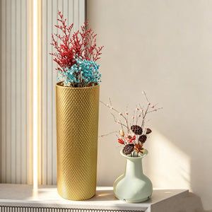 English Elm Decorative White Gold Honeycomb Metal Floor Vase Trio Graduated Heights Living Room W5977P521305