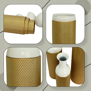 English Elm Decorative White Gold Honeycomb Metal Floor Vase Trio Graduated Heights Living Room W5977P521305