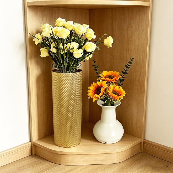 English Elm Decorative White Gold Honeycomb Metal Floor Vase Trio Graduated Heights Living Room W5977P521305