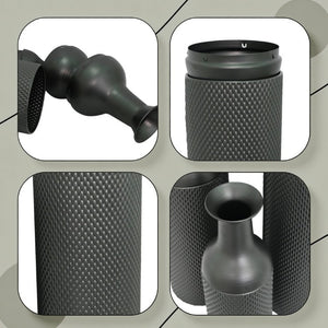 English Elm Decorative Honeycomb Metal Floor Vase Trio Handcrafted Black Silver Leaf Finish W5977P521306