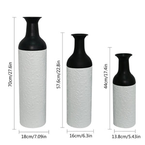 English Elm Decorative Glazed Metal Floor Vase Trio Embossed Leaf Pattern Sculptural Living Room Accent W5977P521307