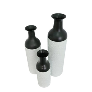 English Elm Decorative Glazed Metal Floor Vase Trio Embossed Leaf Pattern Sculptural Living Room Accent W5977P521307