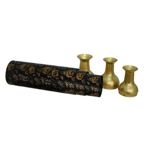 English Elm Decorative Tall Metal Floor Vase Trio Matte Black Gold Leaf Finish for Living Room W5977P521308