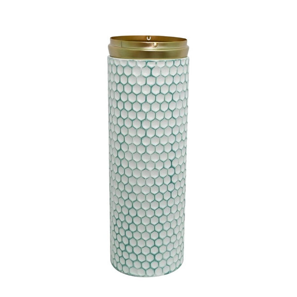 English Elm Decorative Metal Floor Vase Trio White Gold Honeycomb Texture Graduated Heights Home W5977P521314