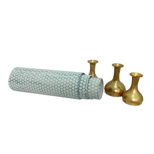 English Elm Decorative Metal Floor Vase Trio White Gold Honeycomb Texture Graduated Heights Home W5977P521314