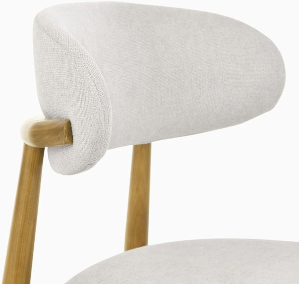 English Elm Set of 2 Japandi Ash Hardwood Dining Chairs with Curved Backrest and Padded Seat Oak W5982P506604