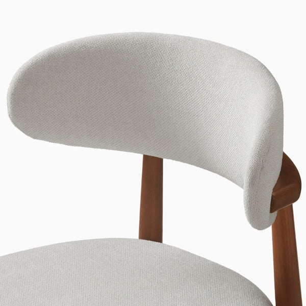 English Elm Set of 2 Japandi Ash Hardwood Dining Chairs with Curved Backrest and Padded Seat Walnut W5982P506606