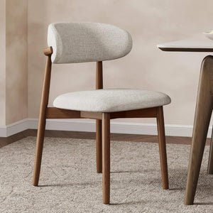 English Elm Set of 2 Japandi Ash Hardwood Dining Chairs with Curved Backrest and Padded Seat Walnut W5982P506606