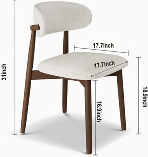 English Elm Set of 2 Japandi Ash Hardwood Dining Chairs with Curved Backrest and Padded Seat Walnut W5982P506606