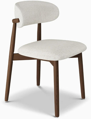 English Elm Set of 2 Japandi Ash Hardwood Dining Chairs with Curved Backrest and Padded Seat Walnut W5982P506606