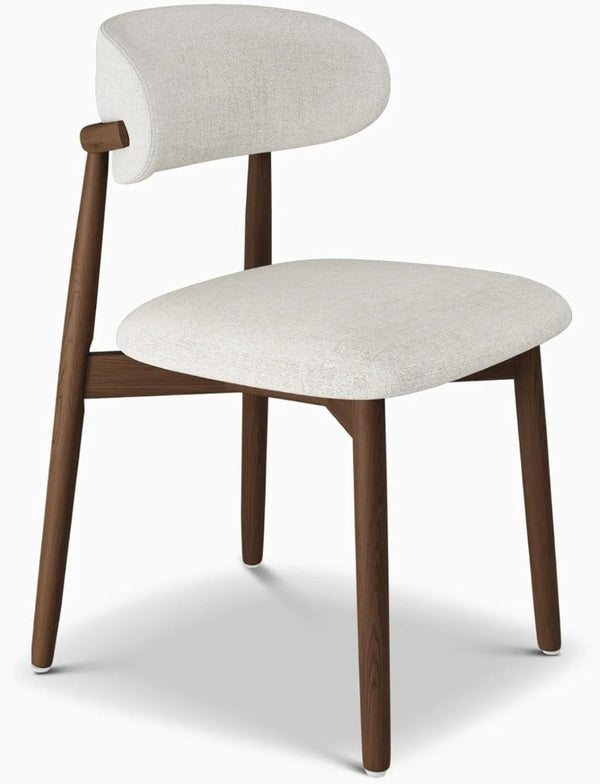 English Elm Set of 2 Japandi Ash Hardwood Dining Chairs with Curved Backrest and Padded Seat Walnut W5982P506606