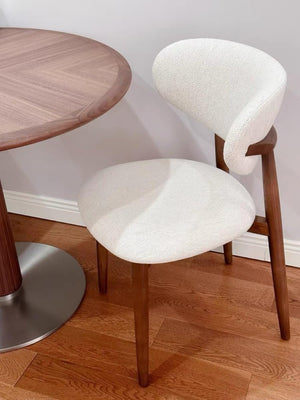 English Elm Set of 2 Japandi Ash Hardwood Dining Chairs with Curved Backrest and Padded Seat Walnut W5982P506606