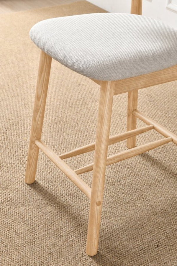 English Elm Set of 2 Solid Ash Wood Counter Stools Mid-Century Scandinavian Kitchen Bar Seating Oak W5982P506630