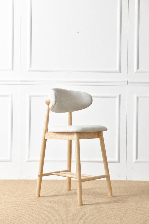 English Elm Set of 2 Solid Ash Wood Counter Stools Mid-Century Scandinavian Kitchen Bar Seating Oak W5982P506630