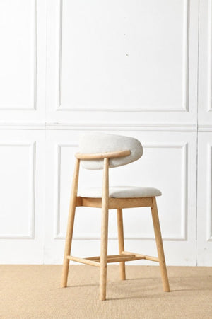 English Elm Set of 2 Solid Ash Wood Counter Stools Mid-Century Scandinavian Kitchen Bar Seating Oak W5982P506630