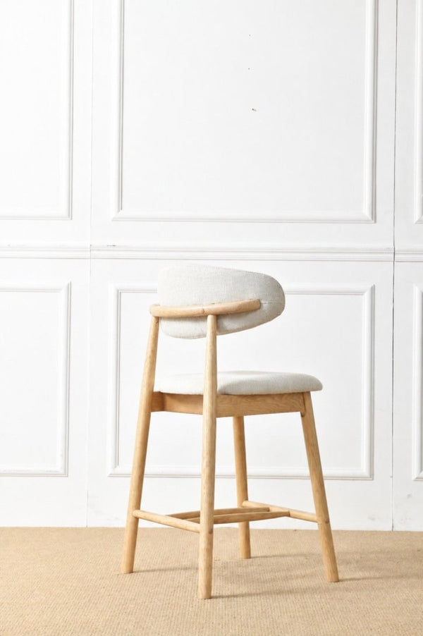 English Elm Set of 2 Solid Ash Wood Counter Stools Mid-Century Scandinavian Kitchen Bar Seating Oak W5982P506630