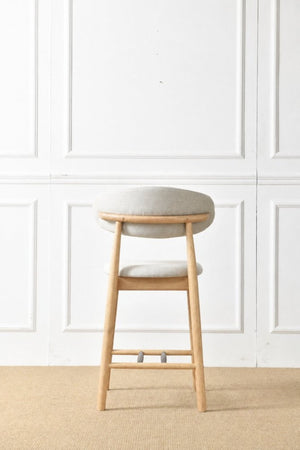 English Elm Set of 2 Solid Ash Wood Counter Stools Mid-Century Scandinavian Kitchen Bar Seating Oak W5982P506630