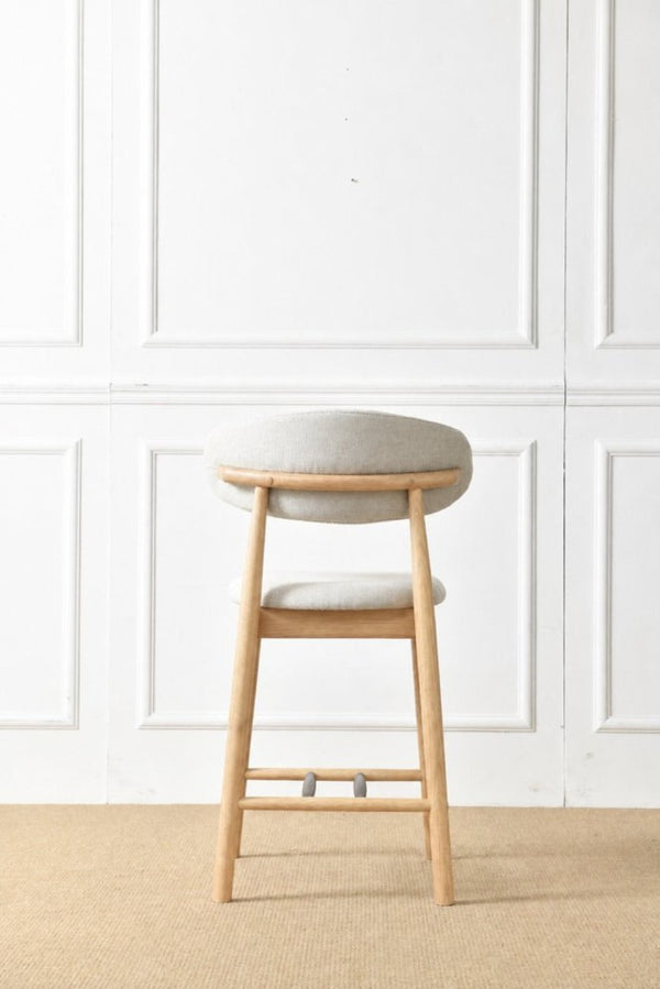 English Elm Set of 2 Solid Ash Wood Counter Stools Mid-Century Scandinavian Kitchen Bar Seating Oak W5982P506630