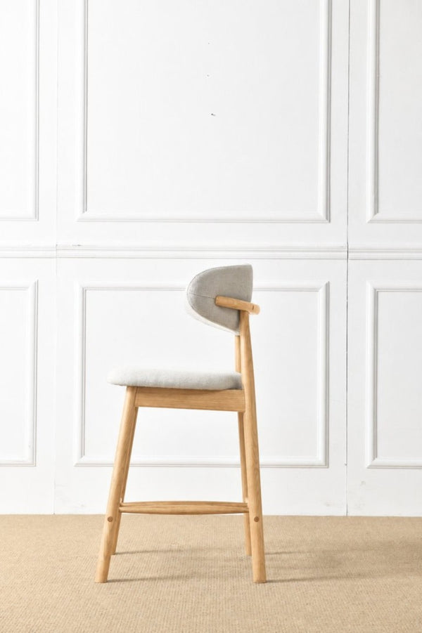 English Elm Set of 2 Solid Ash Wood Counter Stools Mid-Century Scandinavian Kitchen Bar Seating Oak W5982P506630