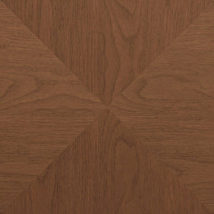 English Elm 35.43 Inch Round Walnut Veneer Coffee Table with Dual Hidden Drawers and Sphere Legs W6002P517635