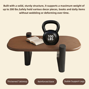 English Elm 47.24 Oval Walnut Veneer Coffee Table with Ash Base for Modern Living Rooms Brown+Black MDF W6002P582705