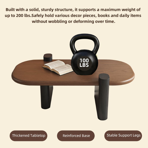 English Elm 47.24 Oval Walnut Veneer Coffee Table with Ash Base for Modern Living Rooms Brown+Black MDF W6002P582705