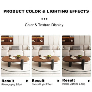 English Elm 47.24 Oval Walnut Veneer Coffee Table with Ash Base for Modern Living Rooms Brown+Black MDF W6002P582705
