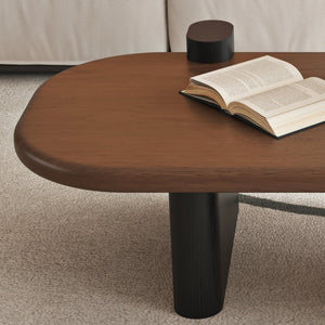 English Elm 47.24 Oval Walnut Veneer Coffee Table with Ash Base for Modern Living Rooms Brown+Black MDF W6002P582705
