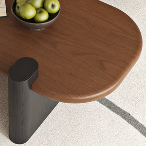 English Elm 47.24 Oval Walnut Veneer Coffee Table with Ash Base for Modern Living Rooms Brown+Black MDF W6002P582705