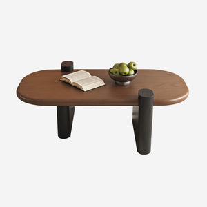 English Elm 47.24 Oval Walnut Veneer Coffee Table with Ash Base for Modern Living Rooms Brown+Black MDF W6002P582705