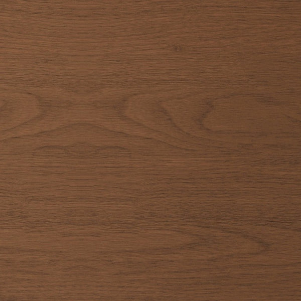 English Elm 35.43 Inch Round Walnut Finish Coffee Table with Hidden Drawer and Black Sphere Legs W6002S00007