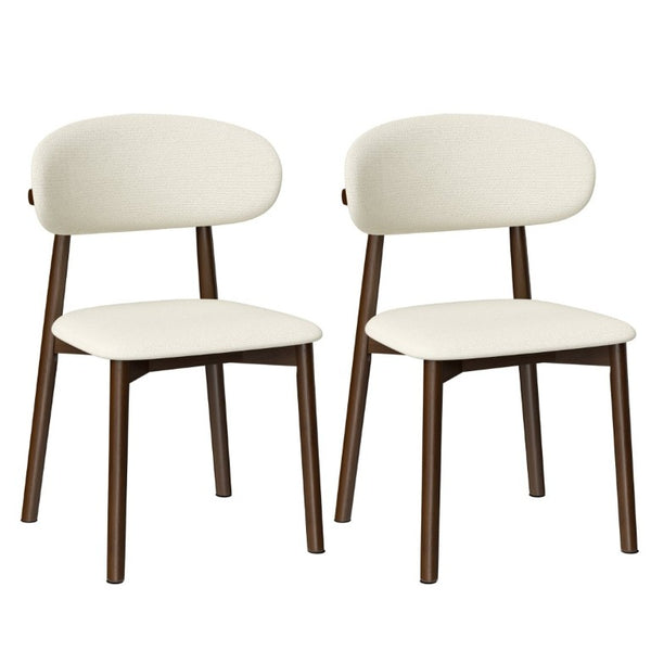 English Elm Solid Oak Farmhouse Dining Chairs Pair with Chenille Cushions and Walnut Finish W6013P507656