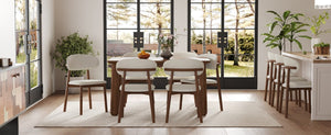 English Elm Solid Oak Farmhouse Dining Chairs Set of 4 Chenille Upholstered with Metal Reinforced Frame W6013P507662