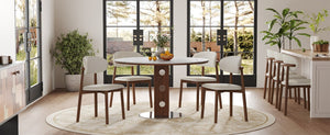 English Elm Solid Oak Farmhouse Dining Chairs Set of 4 Chenille Upholstered with Metal Reinforced Frame W6013P507662