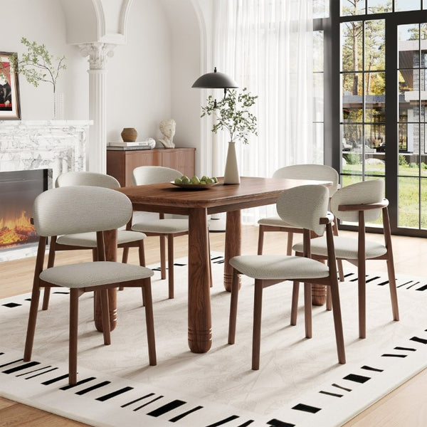 English Elm Solid Oak Farmhouse Dining Chairs Set of 4 Chenille Upholstered with Metal Reinforced Frame W6013P507662