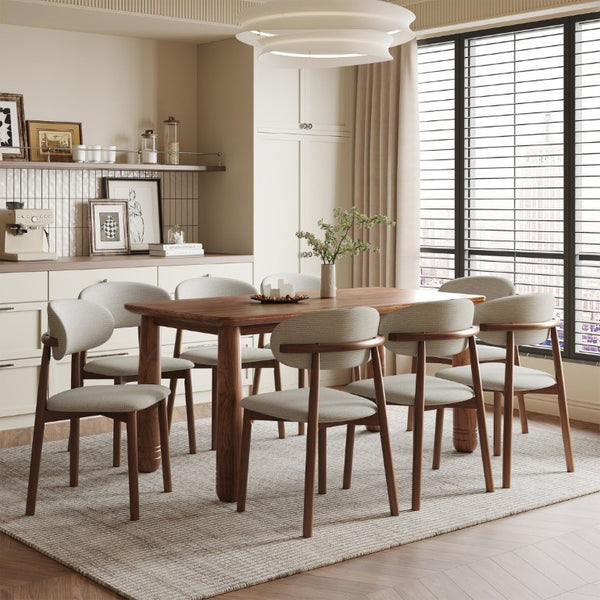 English Elm Solid Oak Farmhouse Dining Chairs Set of 4 Chenille Upholstered with Metal Reinforced Frame W6013P507662