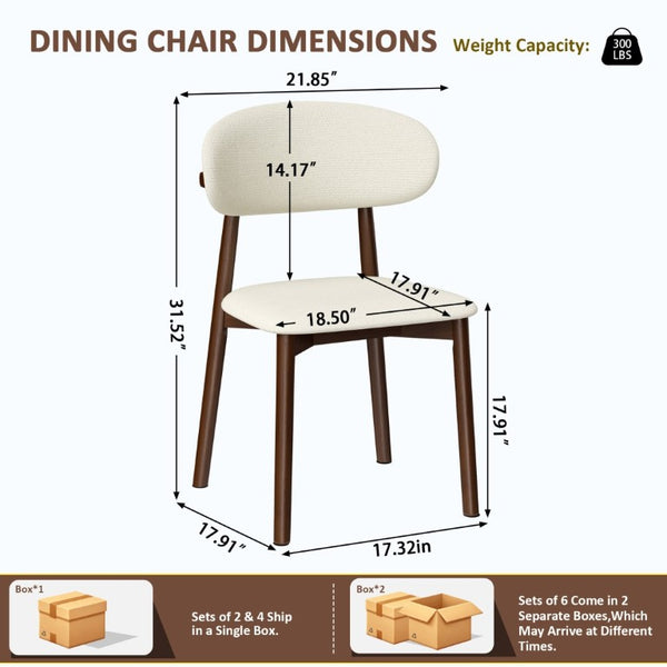 English Elm Solid Oak Farmhouse Dining Chairs Set of 4 Chenille Upholstered with Metal Reinforced Frame W6013P507662