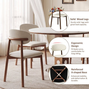 English Elm Solid Oak Farmhouse Dining Chairs Set of 4 Chenille Upholstered with Metal Reinforced Frame W6013P507662