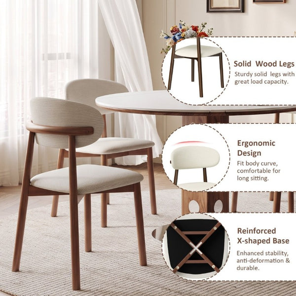 English Elm Solid Oak Farmhouse Dining Chairs Set of 4 Chenille Upholstered with Metal Reinforced Frame W6013P507662