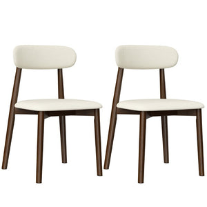 English Elm Solid Oak Farmhouse Dining Chairs Set of 2 Chenille Upholstered with Metal Reinforced Frame W6013P507667