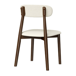 English Elm Solid Oak Farmhouse Dining Chair Set Walnut Finish Chenille Seat with Metal Bracing W6013P507669