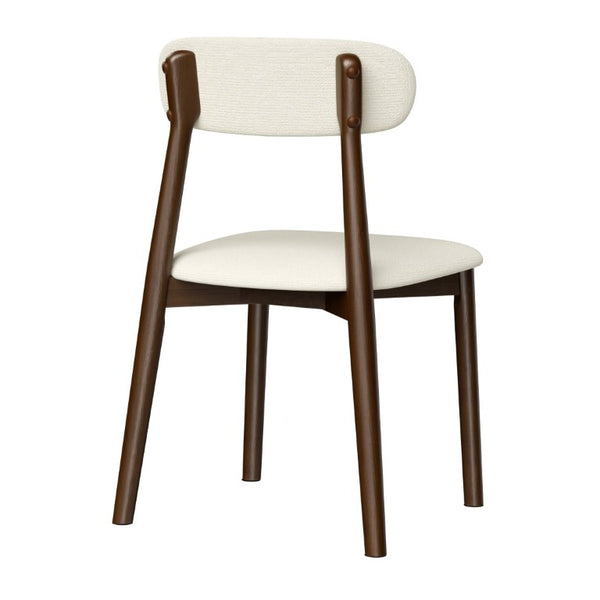English Elm Solid Oak Farmhouse Dining Chair Set Walnut Finish Chenille Seat with Metal Bracing W6013P507669
